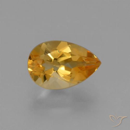 1.25ct 자연스러운 딥 오렌지-골드 황수정, 배 모양, VVS-VS