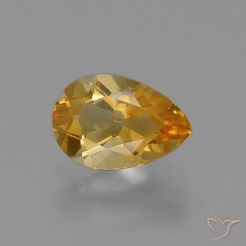 1.28ct 자연스러운 오렌지-골드 황수정, 배 모양, VVS