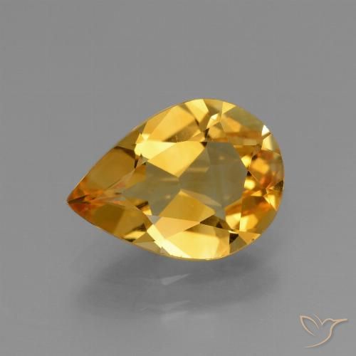 2.10ct 자연스러운 딥 골든 오렌지 황수정, 배 모양, VVS-VS
