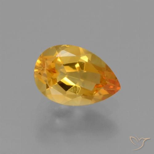1.17ct 자연스러운 다크 오렌지-골드 황수정, 배 모양, VS