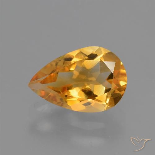 1.24캐럿 천연 다크 오렌지-골드 시트린, 배 모양, 9.2×6.2 mm, VVS-VS