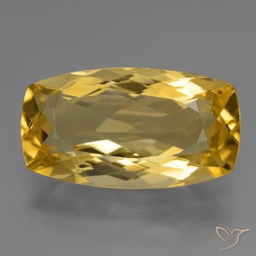 6.44캐럿 천연 미디엄 골든 시트린, 쿠션 컷, 16.9×9.3 mm, VVS