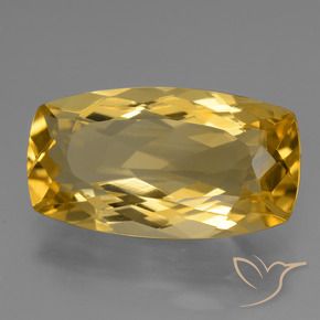 6.44캐럿 천연 미디엄 골든 시트린, 쿠션 컷, 16.9×9.3 mm, VVS