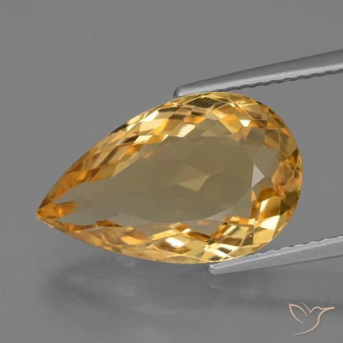 6.71ct 자연스러운 딥 오렌지-골드 황수정, 배 모양, VVS
