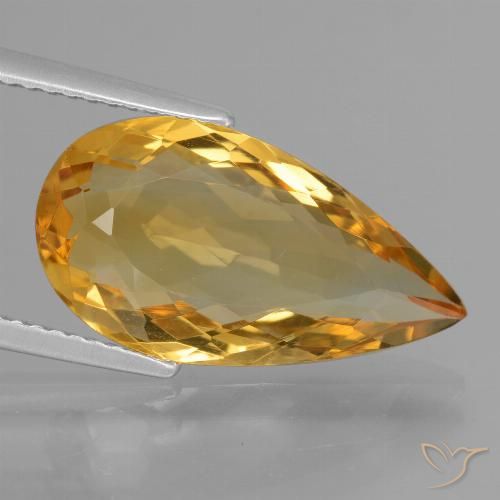 5.78ct 자연스러운 딥 골든 오렌지 황수정, 배 모양, VVS