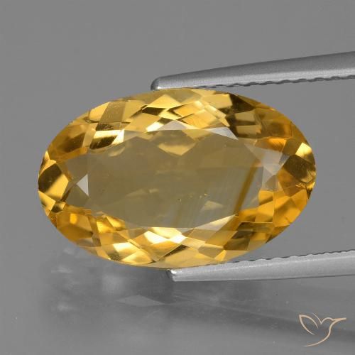 4.00ct 자연스러운 딥 골든 오렌지 황수정, 타원형, VS