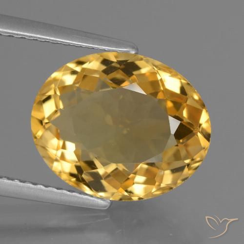 5.02ct 자연스러운 미디엄 다크 골든 황수정, 타원형, VVS