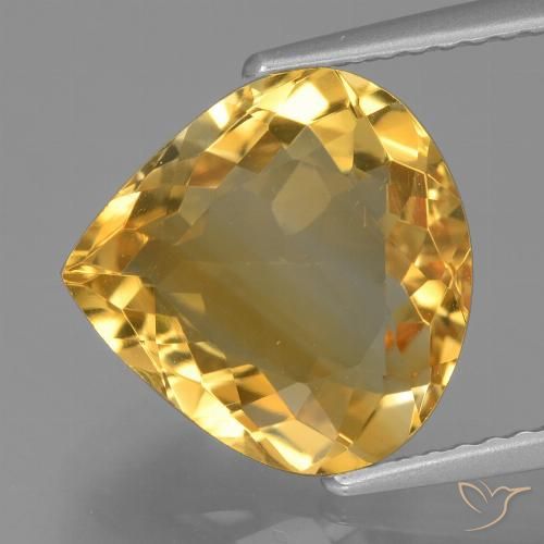 4.08ct 자연스러운 골든 오렌지 황수정, 배 모양, VVS