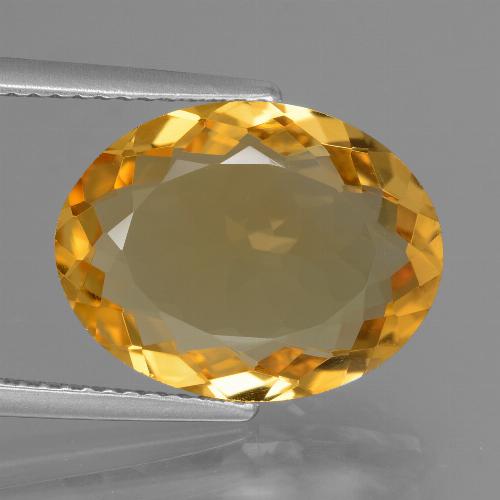 6.05캐럿 천연 딥 골든 오렌지 시트린, 타원형 컷, 15.3×11.1 mm, VVS