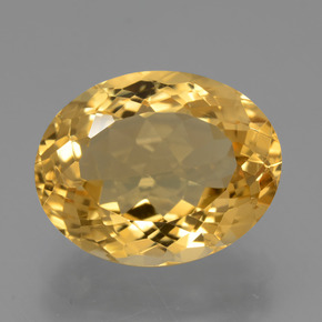 7.80캐럿 천연 골든 옐로우 시트린, 타원형 컷, 14.9×11.8 mm, VVS
