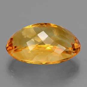 13.46캐럿 천연 골든 옐로우 시트린, 타원형 컷, 18.6×12.7 mm, VVS