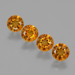 캐럿 천연 골든 옐로우 시트린 보석, 라운드 컷, 5.08 mm, VVS-VS