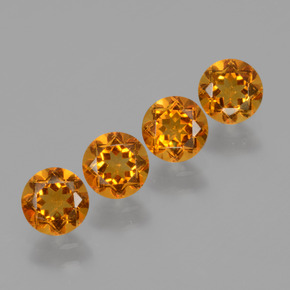 캐럿 천연 골든 옐로우 시트린 보석, 라운드 컷, 5.08 mm, VVS-VS