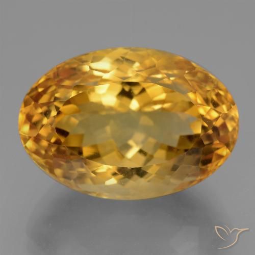 19.01캐럿 천연 다크 오렌지-골드 시트린, 타원형 컷, 19.4×13.5 mm, VVS