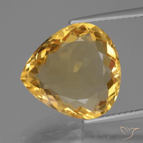 7.15ct 자연스러운 미디엄 다크 골든 황수정, 배 모양, VVS
