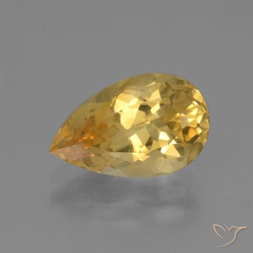 3.12ct 자연스러운 미디엄 다크 골든 황수정, 배 모양, VVS