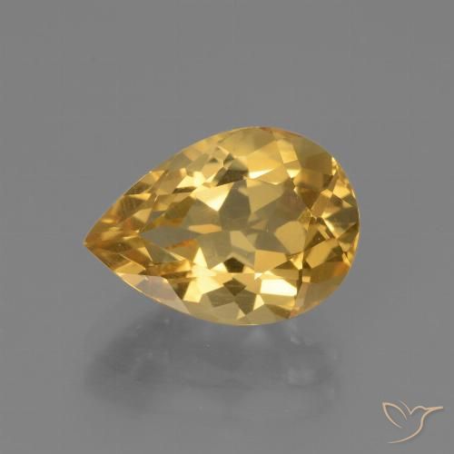3.22ct 자연스러운 미디엄 다크 골든 황수정, 배 모양, VVS