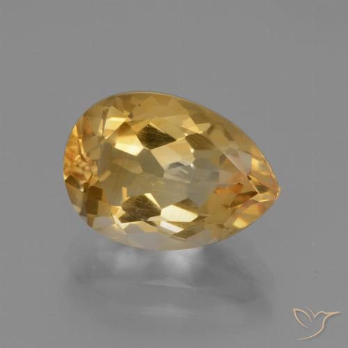 3.46ct 자연스러운 라이트 오렌지-골드 황수정, 배 모양, VVS