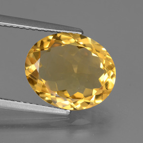 3.77캐럿 천연 골든 오렌지 시트린, 타원형 컷, 12.6×10.4 mm, VVS