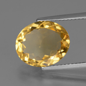 3.77캐럿 천연 골든 오렌지 시트린, 타원형 컷, 12.6×10.4 mm, VVS