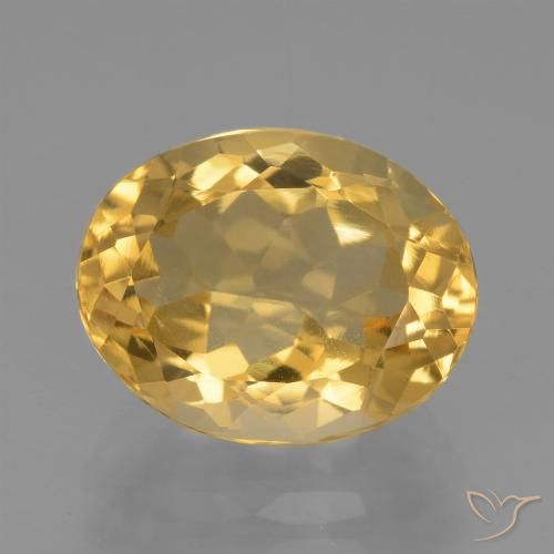 4.21ct 자연스러운 미디엄 골드 황수정, 타원형, VS