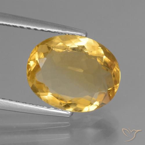 3.12ct 자연스러운 미디엄 골드 황수정, 타원형, VVS