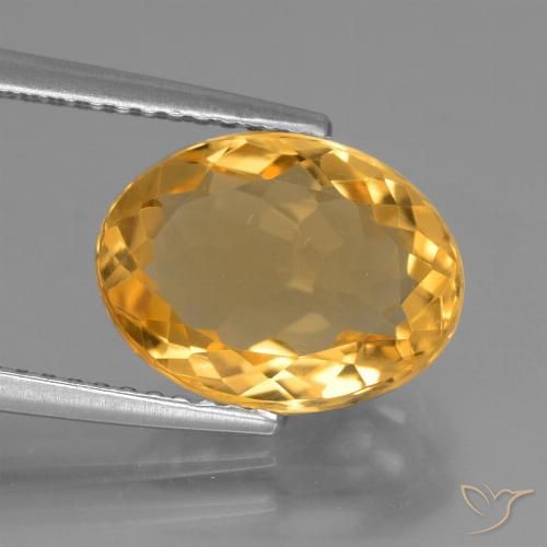 3.45ct 자연스러운 딥 골든 오렌지 황수정, 타원형, VVS
