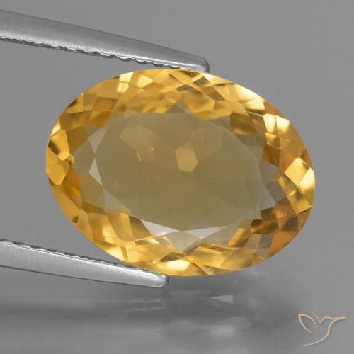4.44ct 자연스러운 오렌지-골드 황수정, 타원형, VS