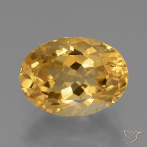 3.87ct 자연스러운 미디엄 다크 골든 황수정, 타원형, VVS