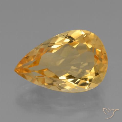 3.92ct 자연스러운 골든 황수정, 배 모양, VVS-VS