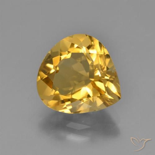 3.34ct 자연스러운 딥 골드 황수정, 배 모양, VS