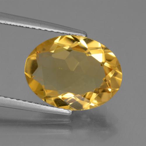 4.22캐럿 천연 미디엄 다크 골든 시트린, 타원형 컷, 13.2×10 mm, VVS