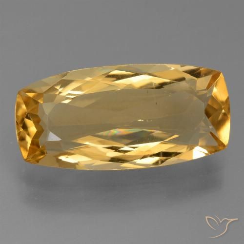 5.84캐럿 천연 딥 골든 오렌지 시트린, 쿠션 컷, 17.8×8.6 mm, VS