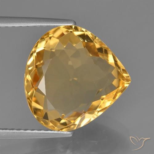 6.37ct 자연스러운 딥 골든 오렌지 황수정, 배 모양, VVS