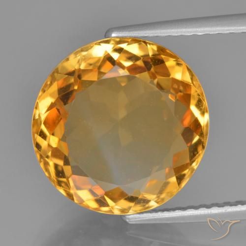 6.68ct 자연스러운 딥 오렌지-골드 황수정, 둥근, VVS