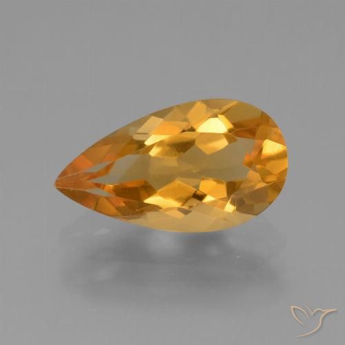 2.92ct 자연스러운 오렌지-골드 황수정, 배 모양, VVS-VS