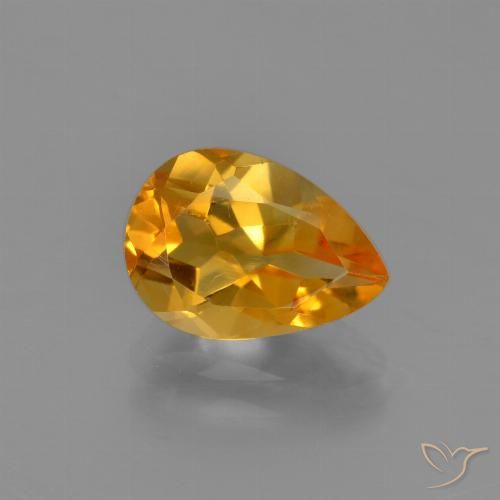 2.00ct 자연스러운 미디엄 오렌지 황수정, 배 모양, VVS-VS