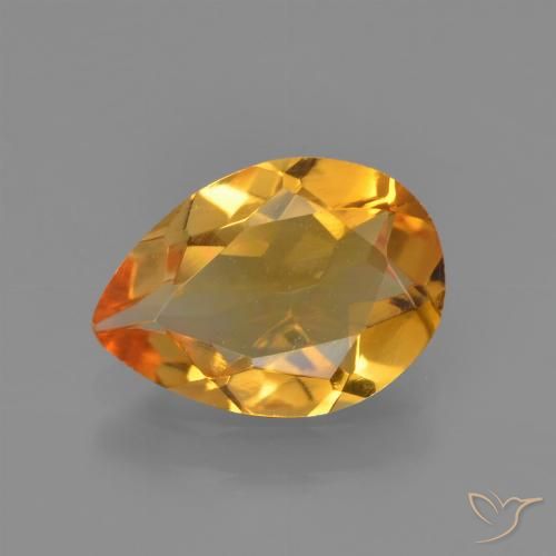 1.23ct 자연스러운 다크 오렌지-골드 황수정, 배 모양, VVS-VS