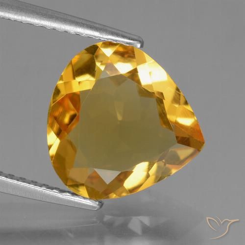 3.14ct 자연스러운 딥 오렌지-골드 황수정, 배 모양, VVS-VS