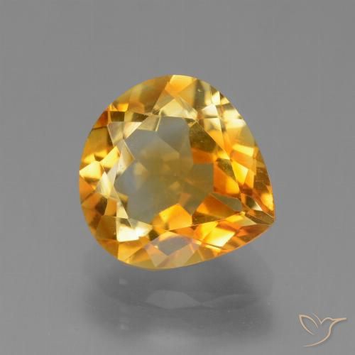 2.84ct 자연스러운 딥 오렌지-골드 황수정, 배 모양, VVS-VS