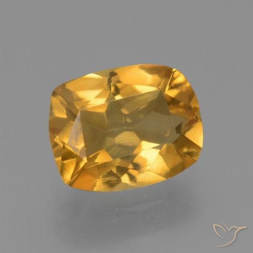1.54ct 자연스러운 딥 오렌지-골드 황수정, 방석, VVS-VS