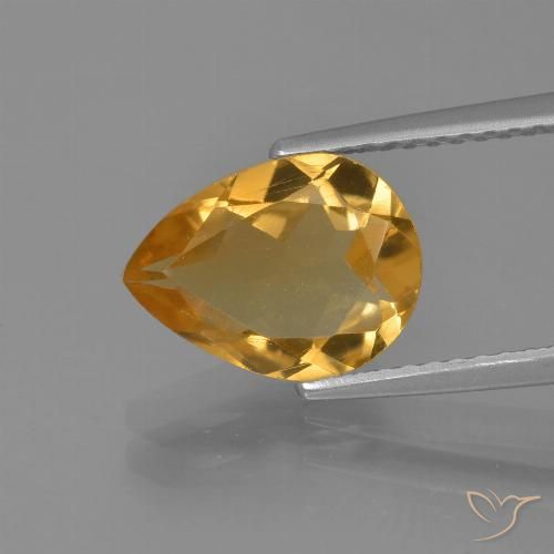 2.07ct 자연스러운 딥 골든 오렌지 황수정, 배 모양, VVS