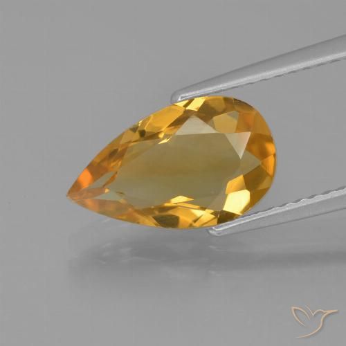 1.97ct 자연스러운 다크 오렌지-골드 황수정, 배 모양, VVS-VS
