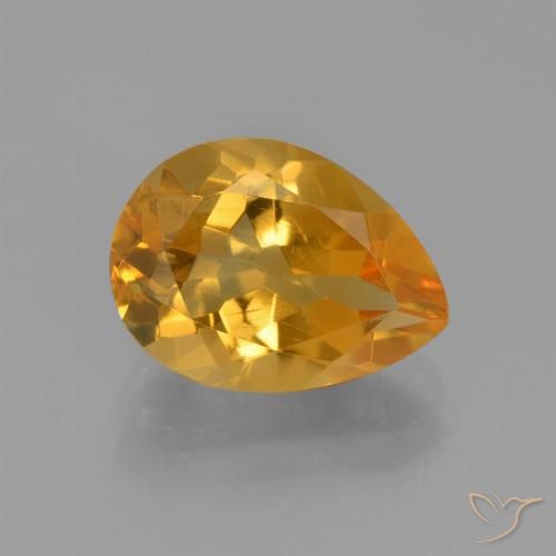 3.24ct 자연스러운 딥 오렌지-골드 황수정, 배 모양, VVS-VS