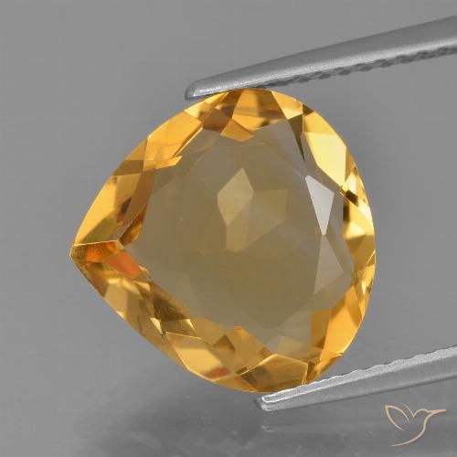 4.19ct 자연스러운 다크 오렌지-골드 황수정, 배 모양, VVS-VS