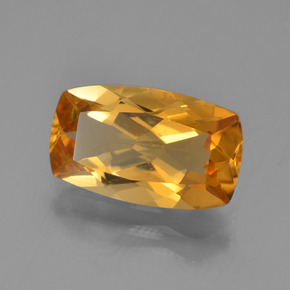 2.64캐럿 천연 골든 옐로우 시트린, 쿠션 컷, 11.9×7.2 mm, VVS-VS
