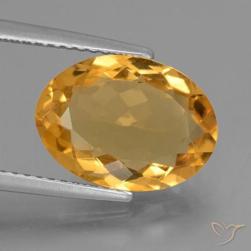 3.77ct 자연스러운 미디엄 라이트 오렌지 골드 황수정, 타원형, VVS-VS