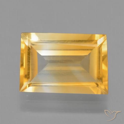 3.61ct 자연스러운 브라이트 골드 황수정, 바게트, VS
