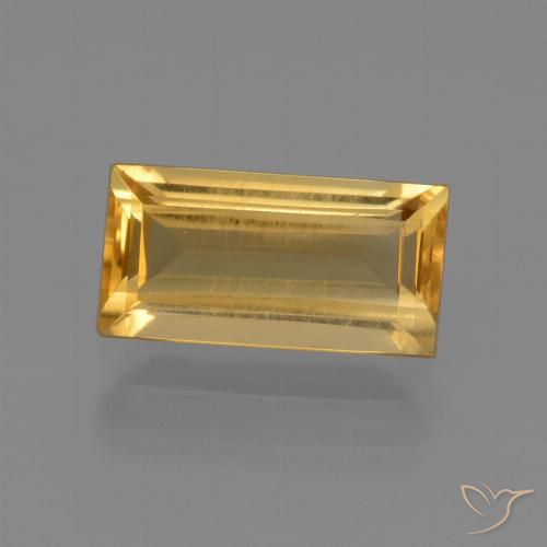 1.62ct 자연스러운 딥 골든 오렌지 황수정, 바게트, VS