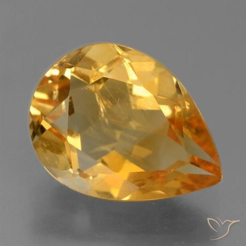2.58ct 자연스러운 다크 오렌지-골드 황수정, 배 모양, VS-SI